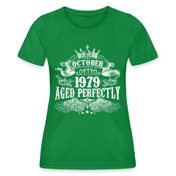1979 | Oktober 1979 Geburtstag Perfekt gealtert - Frauen Funktions-T-Shirt - Kelly Green - Vorne - AI Model Female 172 dark (172cm)