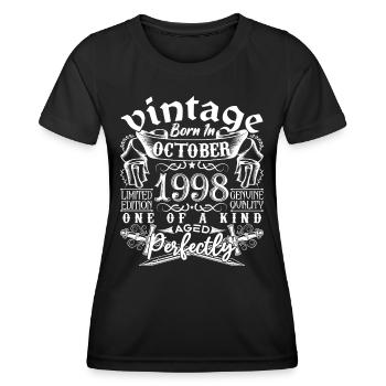 1998 Oktober 1998 Jubiläum Oktober 1998 - Frauen Funktions-T-Shirt - Schwarz - Vorne - AI Model Female 172 light (172cm)