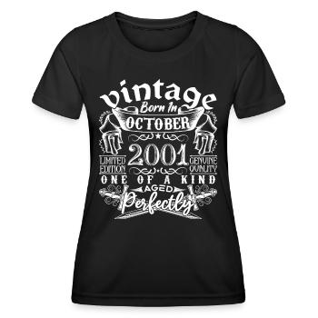 2001 Oktober 2001 Jubiläum Oktober 2001 - Frauen Funktions-T-Shirt - Schwarz - Vorne - AI Model Female 172 light (172cm)