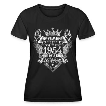 November 1954 Jubiläum November 1954 November - Frauen Funktions-T-Shirt - Schwarz - Vorne - AI Model Female 172 light (172cm)