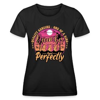December 1986 Anniversary 1986 December 1986 - Women's Functional T-Shirt - black - Front - AI Model Female 172 light (172cm)