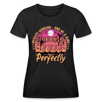 January 2023 birthday 2023 January 2023 - Women's Functional T-Shirt - black - Front - AI Model Female 172 light (172cm)