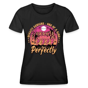 January 2024 Birthday 2024 January 2024 - Women's Functional T-Shirt - black - Front - AI Model Female 172 light (172cm)