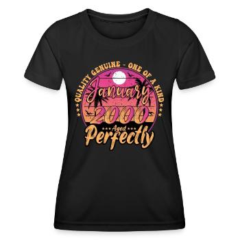 January 2000 Anniversary 2000 January 2000 - Women's Functional T-Shirt - black - Front - AI Model Female 172 light (172cm)