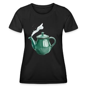 Grüne Teekanne Mit Magischem Dampf - Frauen Funktions-T-Shirt - Schwarz - Vorne - AI Model Female 172 light (172cm)