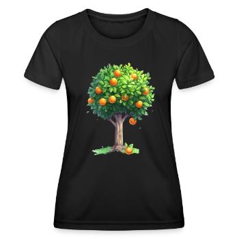 Saftiger Orangenbaum In Vollblüte - Frauen Funktions-T-Shirt - Schwarz - Vorne - AI Model Female 172 light (172cm)