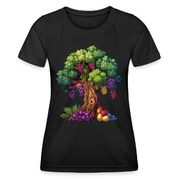 Bunter Baum Mit Trauben Und Blättern - Frauen Funktions-T-Shirt - Schwarz - Vorne - AI Model Female 172 light (172cm)