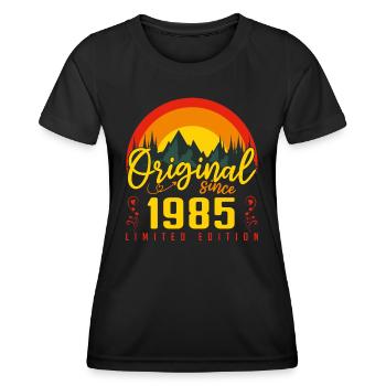 Anniversaire 1985 cadeau 1985 anniversaire - T-shirt sport Femme - noir - Devant - AI Model Female 172 light (172cm)