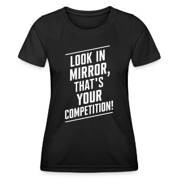 Miroir Miroir Citation de motivation - T-shirt sport Femme - noir - Devant - AI Model Female 172 light (172cm)