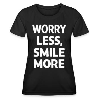 Moins d’inquiétude, plus de sourire, plus de motivation - T-shirt sport Femme - noir - Devant - AI Model Female 172 light (172cm)