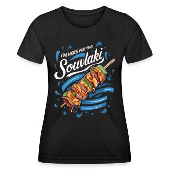 Je suis ici pour l’expérience souvlaki - T-shirt sport Femme - noir - Devant - AI Model Female 172 light (172cm)