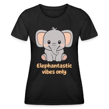Elephantastic Vibes Nur süßer Elefant - Frauen Funktions-T-Shirt - Schwarz - Vorne - AI Model Female 172 light (172cm)