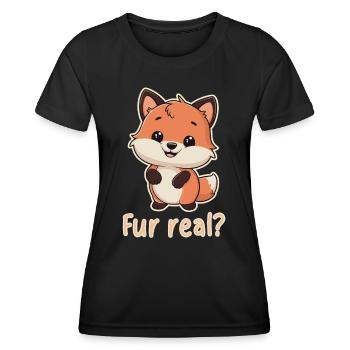 Pelz echt? Niedliche Fuchs-Illustration - Frauen Funktions-T-Shirt - Schwarz - Vorne - AI Model Female 172 light (172cm)