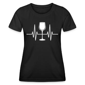 Wine glass heartbeat for wine lovers - Women's Functional T-Shirt - black - Front - AI Model Female 172 light (172cm)