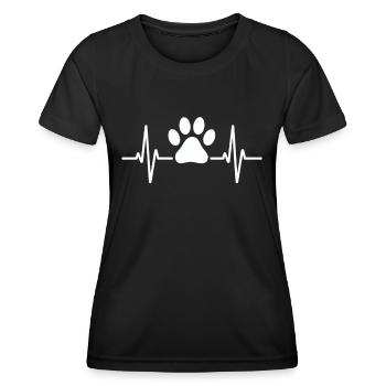 Battement de cœur avec empreinte de patte - T-shirt sport Femme - noir - Devant - AI Model Female 172 light (172cm)