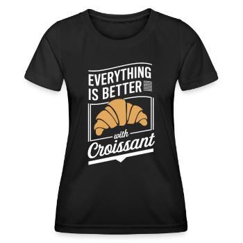 Tout est meilleur avec un petit-déjeuner croissant - T-shirt sport Femme - noir - Devant - AI Model Female 172 light (172cm)