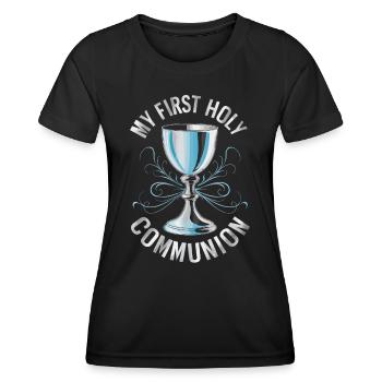 Mon calice de première communion - T-shirt sport Femme - noir - Devant - AI Model Female 172 light (172cm)