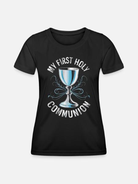 Meine Erste Heilige Kommunion Kelch - Frauen Funktions-T-Shirt - Schwarz