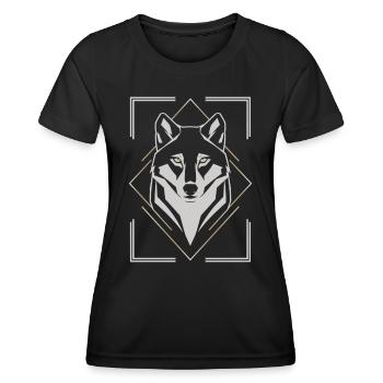 Stilvoller Wolfskopf Geometrisch - Frauen Funktions-T-Shirt - Schwarz - Vorne - AI Model Female 172 light (172cm)