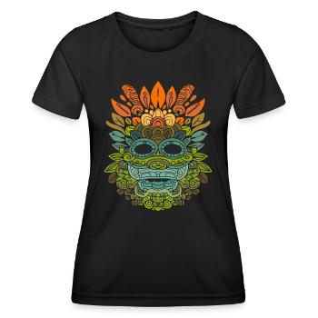 Dieu Maya Mythologie Maya Masque Itzamna - T-shirt sport Femme - noir - Devant - AI Model Female 172 light (172cm)