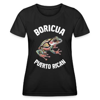 Boricua Puerto Rican Coqui Puerto Rico Kunstvolle - Frauen Funktions-T-Shirt - Schwarz - Vorne - AI Model Female 172 light (172cm)