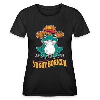 Yo Soy Boricua Puerto Rican Frosch Mit Hut - Frauen Funktions-T-Shirt - Schwarz - Vorne - AI Model Female 172 light (172cm)