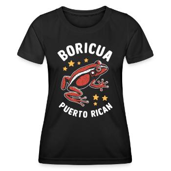 Boricua Puerto Rican Coqui Puerto Rico Frosch - Frauen Funktions-T-Shirt - Schwarz - Vorne - AI Model Female 172 light (172cm)