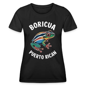 Boricua Puerto Rican Coqui Puerto Rico Frosch - Frauen Funktions-T-Shirt - Schwarz - Vorne - AI Model Female 172 light (172cm)