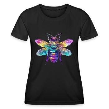 Colorful bee with rainbow wings - Women's Functional T-Shirt - black - Front - AI Model Female 172 light (172cm)