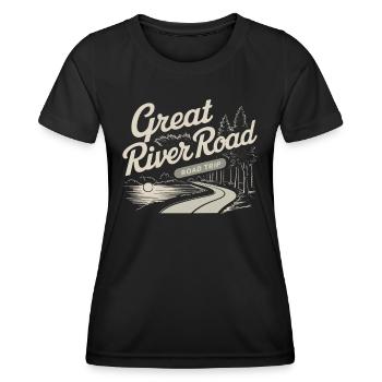 Great River Road Road Trip Landschaft - Frauen Funktions-T-Shirt - Schwarz - Vorne - AI Model Female 172 light (172cm)