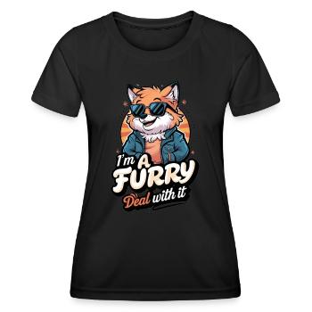 Furry Fandom - I'm A Furry Deal With It - Women's Functional T-Shirt - black - Front - AI Model Female 172 light (172cm)