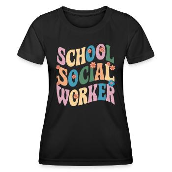 Schulsozialarbeiter Blumen Design - Frauen Funktions-T-Shirt - Schwarz - Vorne - AI Model Female 172 light (172cm)
