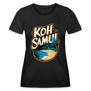 Plage souvenir de Koh Samui et palmiers - T-shirt sport Femme - noir - Devant - AI Model Female 172 light (172cm)