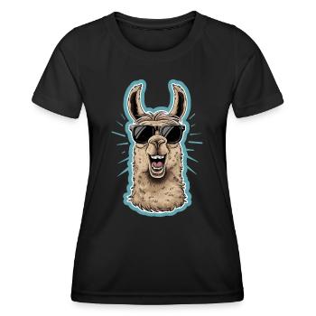 Cool Lama Mit Sonnenbrille - Frauen Funktions-T-Shirt - Schwarz - Vorne - AI Model Female 172 light (172cm)