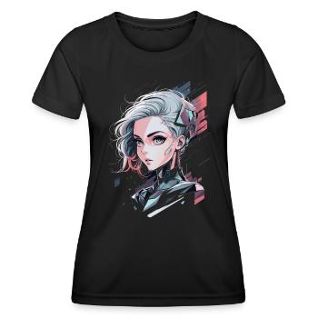 Guerrier cyberpunk futuriste - T-shirt sport Femme - noir - Devant - AI Model Female 172 light (172cm)