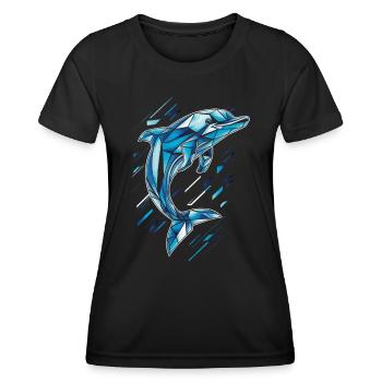 Geometric Dolphin in Blue Tones - Women's Functional T-Shirt - black - Front - AI Model Female 172 light (172cm)