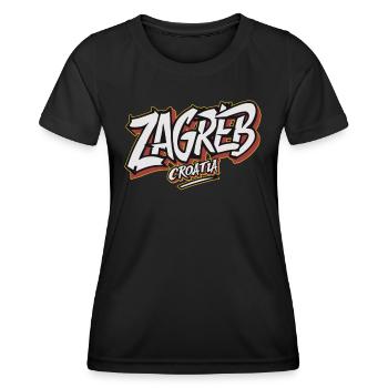 Zagreb, Croatie, Souvenir - T-shirt sport Femme - noir - Devant - AI Model Female 172 light (172cm)