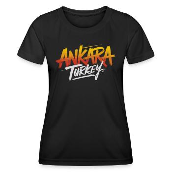 Ankara Turkey Souvenir - Frauen Funktions-T-Shirt - Schwarz - Vorne - AI Model Female 172 light (172cm)