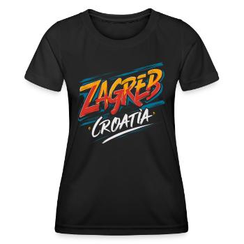 Zagreb Croatia Souvenir Kunstwerk - Frauen Funktions-T-Shirt - Schwarz - Vorne - AI Model Female 172 light (172cm)