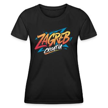 Zagreb, Croatie, Souvenir - T-shirt sport Femme - noir - Devant - AI Model Female 172 light (172cm)