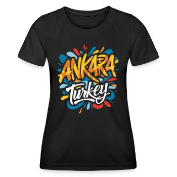 Ankara Turkey Souvenir - Frauen Funktions-T-Shirt - Schwarz - Vorne - AI Model Female 172 light (172cm)