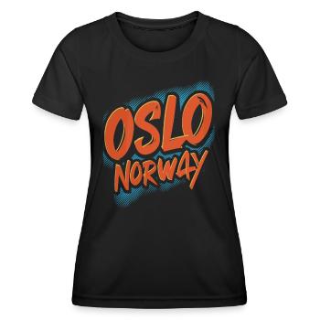 Souvenir d'Oslo Norvège - T-shirt sport Femme - noir - Devant - AI Model Female 172 light (172cm)