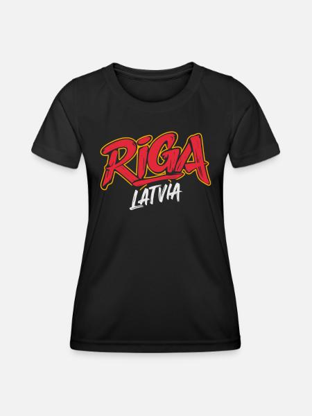 Riga Latvia Souvenir - Frauen Funktions-T-Shirt - Schwarz