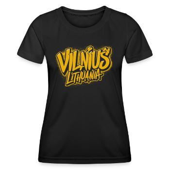 Vilnius Lithuania souvenir lettering - Women's Functional T-Shirt - black - Front - AI Model Female 172 light (172cm)