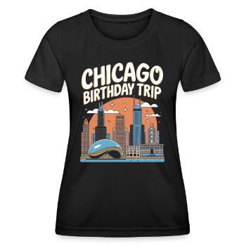 Horizon de voyage d’anniversaire à Chicago - T-shirt sport Femme - noir - Devant - AI Model Female 172 light (172cm)