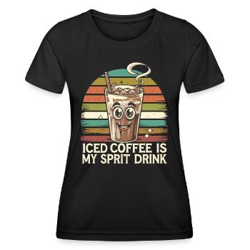 Iced Coffee Is My Sprit Drink Retro Vintage - Frauen Funktions-T-Shirt - Schwarz - Vorne - AI Model Female 172 light (172cm)