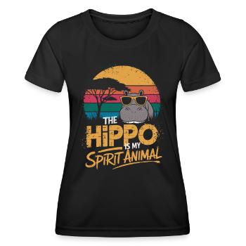 Das Nilpferd Ist Mein Spiritueller Begleiter - Frauen Funktions-T-Shirt - Schwarz - Vorne - AI Model Female 172 light (172cm)