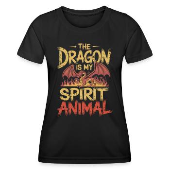 Drache le dragon est mon animal spirituel - T-shirt sport Femme - noir - Devant - AI Model Female 172 light (172cm)
