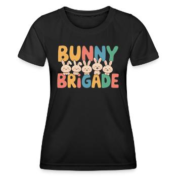 Hasen Gruppen Design Hasen Brigade - Frauen Funktions-T-Shirt - Schwarz - Vorne - AI Model Female 172 light (172cm)
