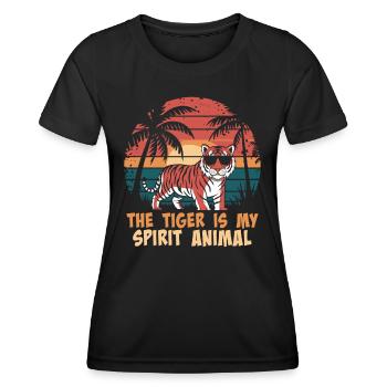 Der Tiger Ist Mein Spiritueller Begleiter - Frauen Funktions-T-Shirt - Schwarz - Vorne - AI Model Female 172 light (172cm)